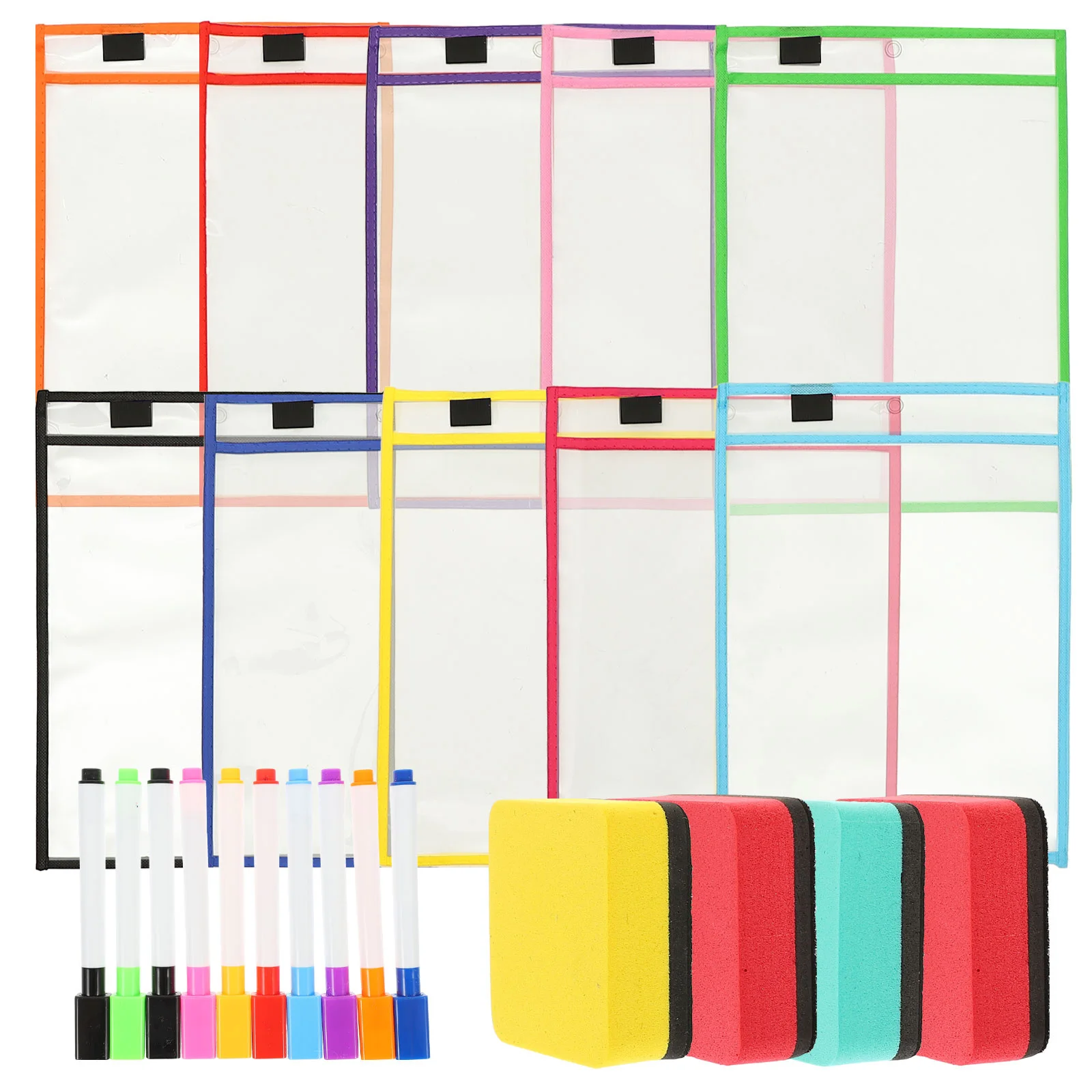 1Set Dry Erase Pocket for Clear PVC File Pocket Waterproof Reusable Writing Sleeve Work Sheet Protector Teacher Must Haves