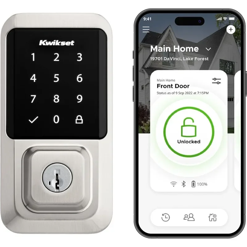 Kwikset Halo Wi-Fi Smart Lock, Keyless Entry Door Deadbolt, Geofence Auto-Unlock, Grade AAA Certified, No Hub Easy Install