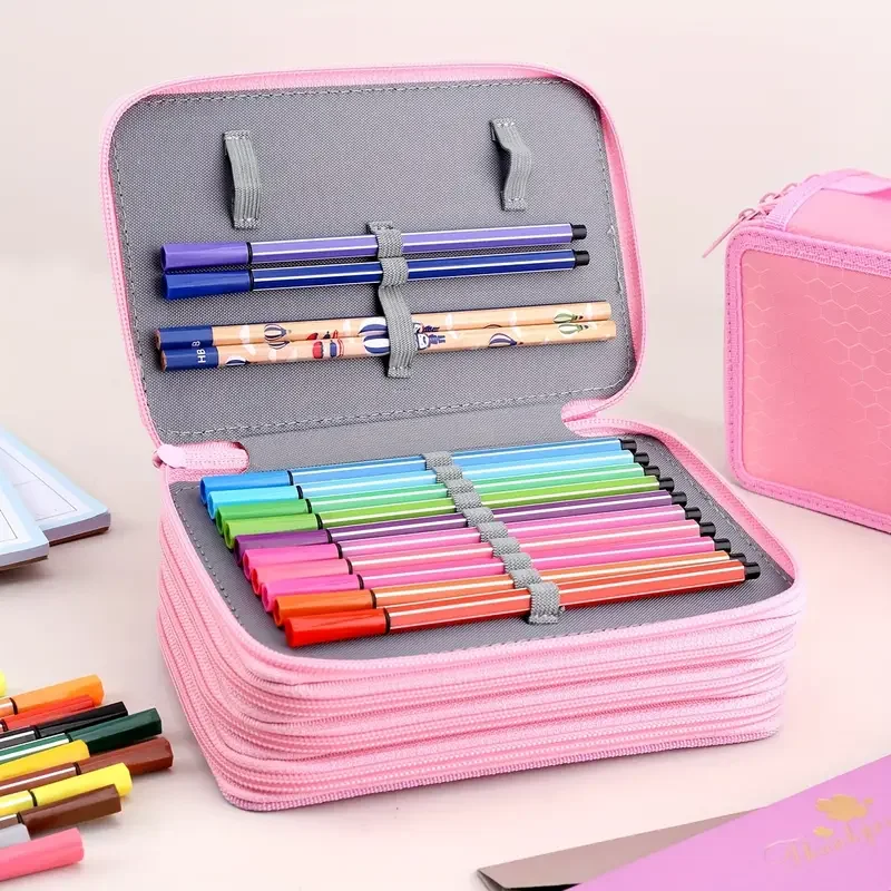 72 Holes 4 Layers Pencil Case Portable Large Capacity Multifunction Pencil Bag with Zipper Pocket Art School Stationery Supplies