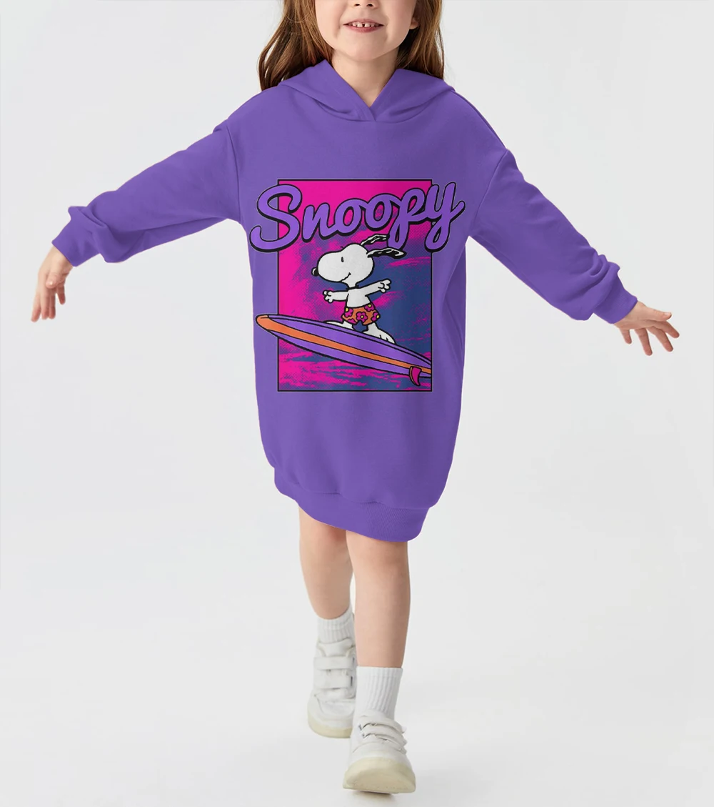 2024 Autumn and Winter Sweatshirts Fashion Casual Disney Snoopy Printed Hoodies Baby Girls Cute Long Sleeve Hoodies Dresses