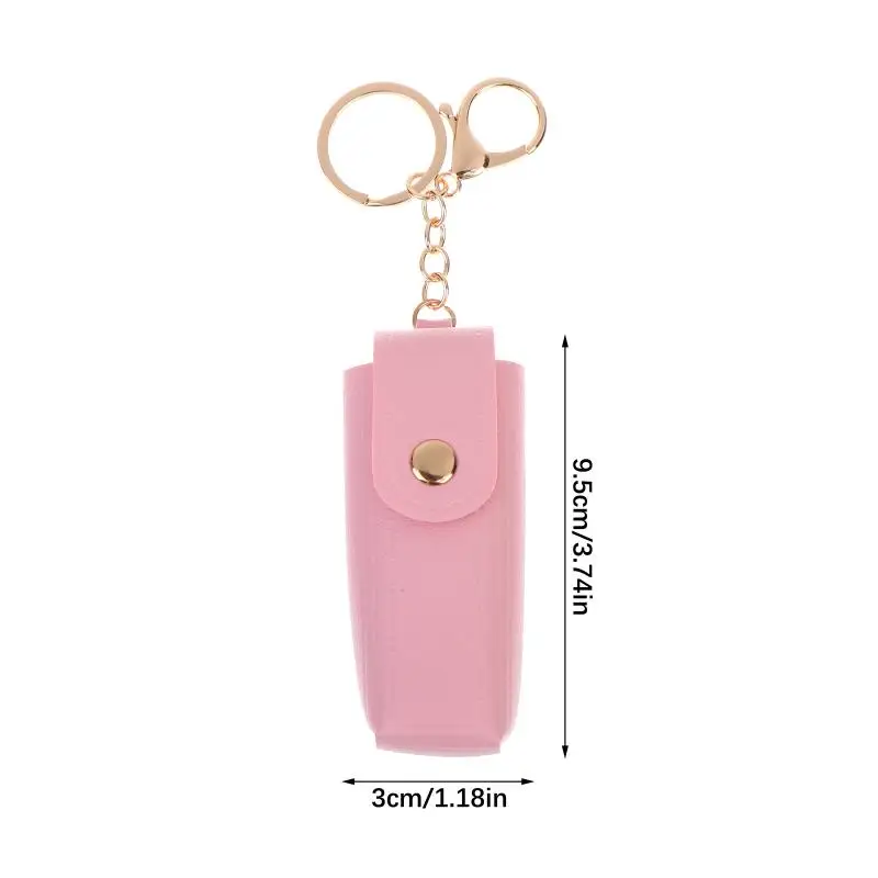 Einfarbige PU-Leder Tragbare Mini-Lippenstifttasche Schlüsselanhänger Spiegelanhänger Schlüsselring Modische Aufbewahrungstasche Damen Make-up-Zubehör – Detail 8