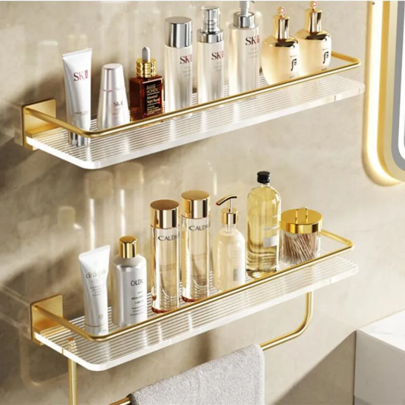 Tuqiu Bathroom Shelf Wall Mounted Bathroom Storage Organizer Holder Corner Shelf Gold  Crylic Aluminum Bath Shower Shelf New