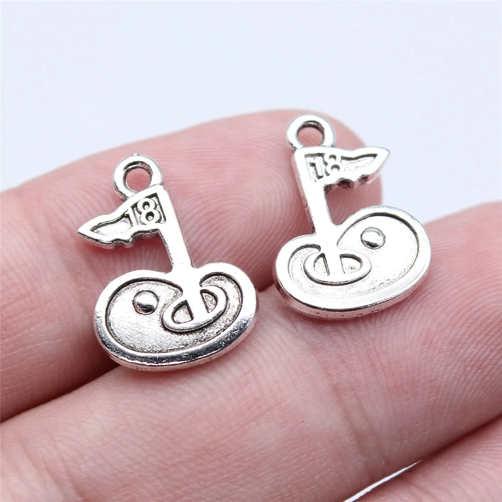 40pcs 13x18mm(0.51x0.71inch) Antique Silver Color Golf Hole 18 Charms Zinc Alloy Jewelry Making Accessories