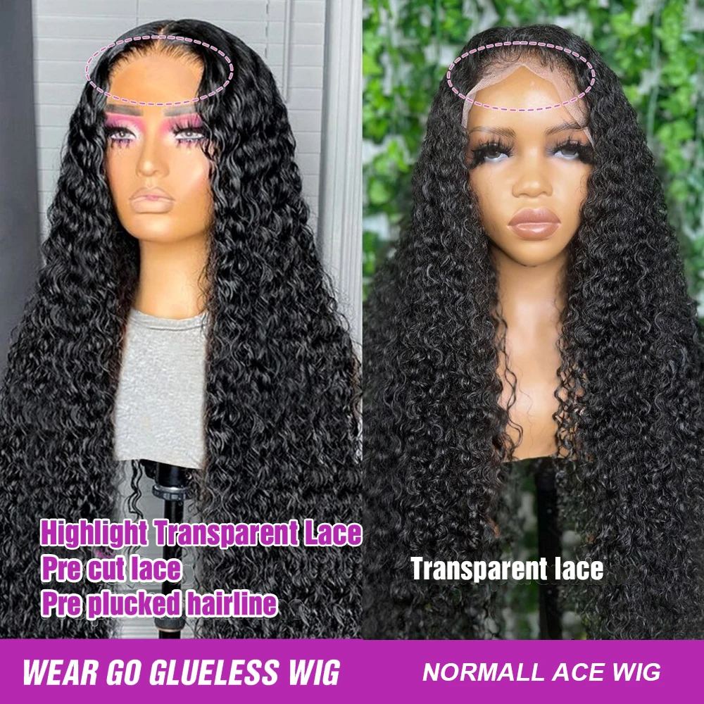 7X5 13X4 Water Wave Glueless Wig Ready to Wear PrePlucked 13X6 Deep Wave HD Lace Frontal Wig Curly Human Hair Wigs For Women