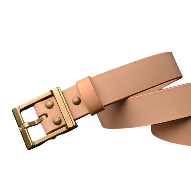5.0-5.5mm Thick Vegetable Tanned Leather Belt – Men's Pin Buckle, Italian Natural Leather Genuine Cowhide