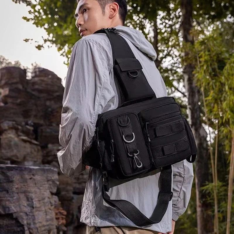 

Tactical Bags Waist Pack Men Fishing Tackle Bag Single Shoulder Crossbody Fish Lures Gear Utility Storage Fishing Box Chest Bag