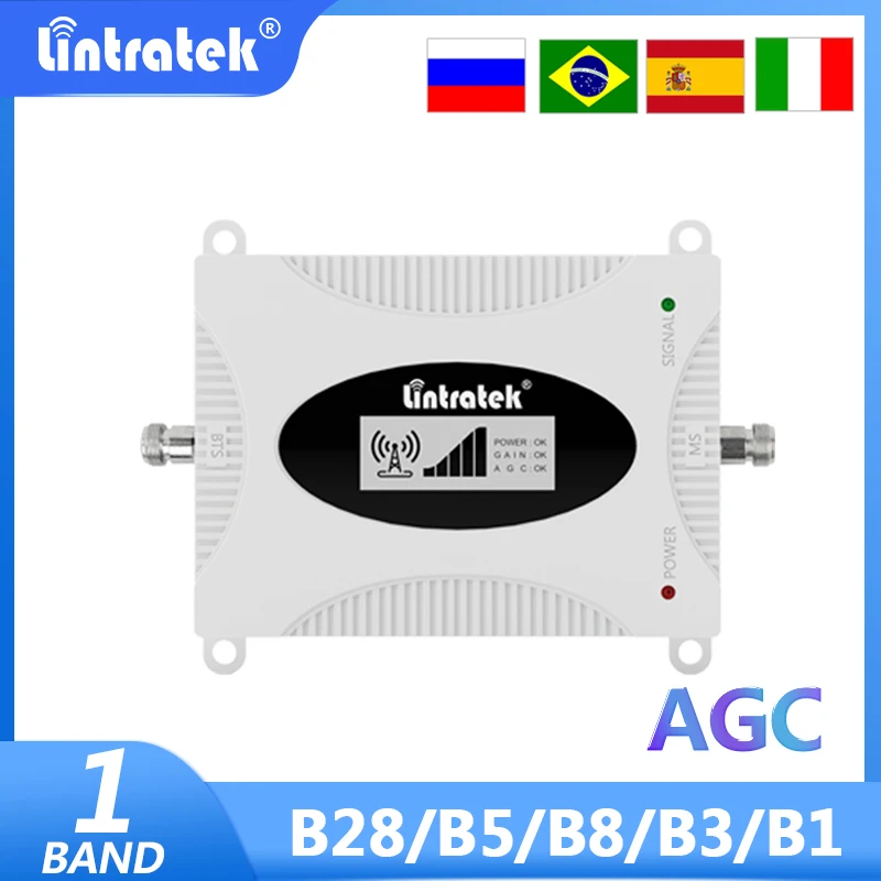 Lintratek GSM усилитель сигнала 900 1800 2100 МГц B28 700 B5 850 LTE 2G 3G 4G Сотовый усилитель мобильный телефон повторитель AGC