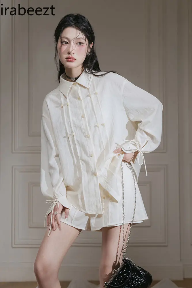 

Summer New Arrival: Loose-Fit Embroidered Blouse & Shorts Set - Zen-Inspired New Chinese Style for Women Relaxed & Comfortable