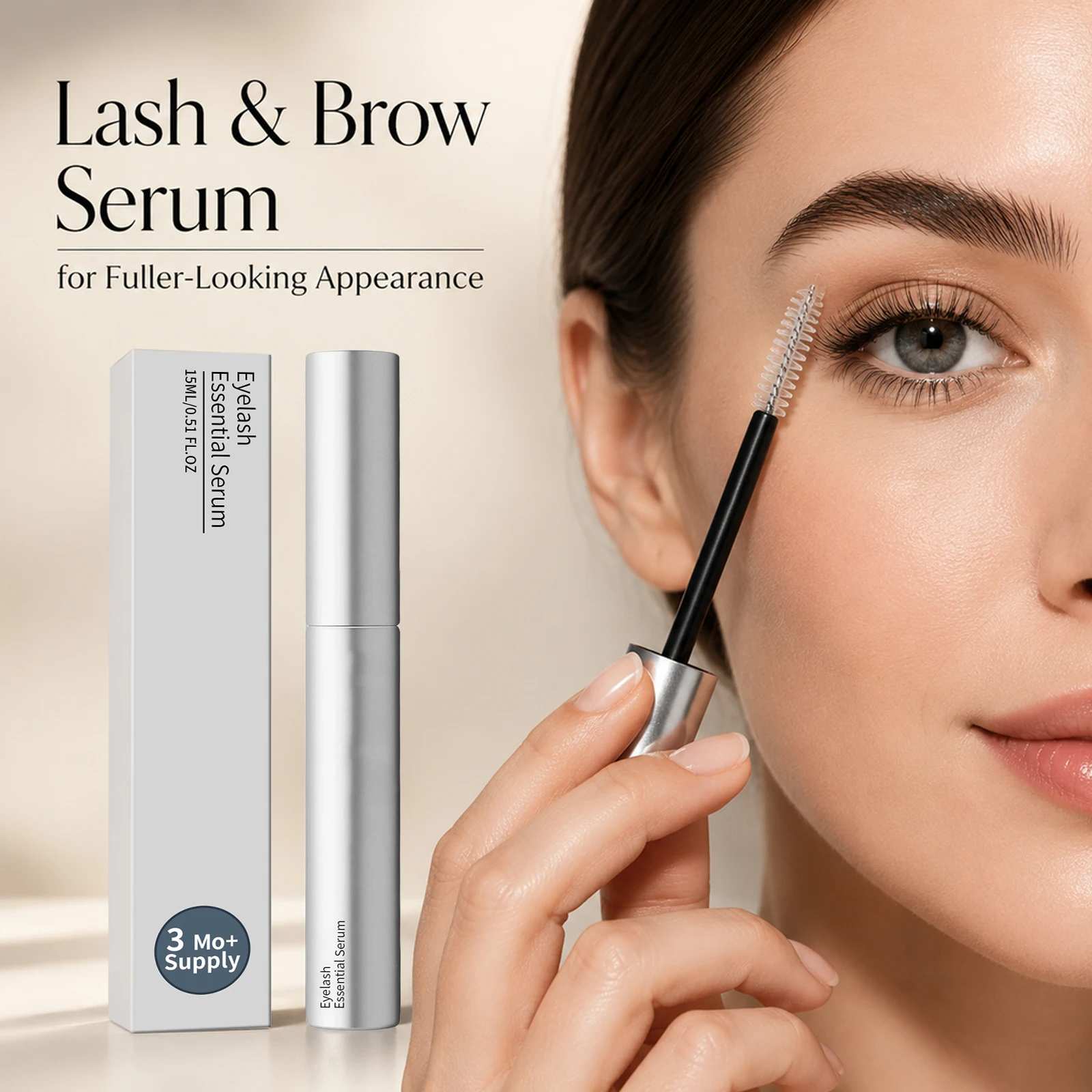 Dual‑Use Eyelash & Eyebrow Serum Mascara Promote Lash Growth Curling Enhancer for Natural Fuller‑Looking Eyelash Appearance