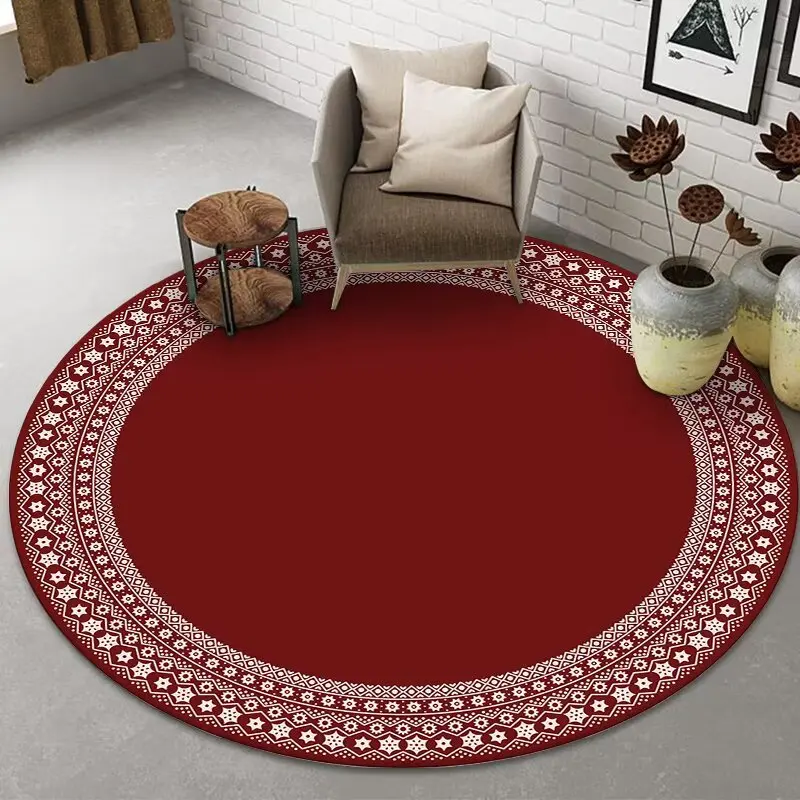 Red Simple Style Luxury Round Carpet Living Room Large Size Non-slip Floor Mat Home Decoration Bedroom Lounge Rug Tapis Salon