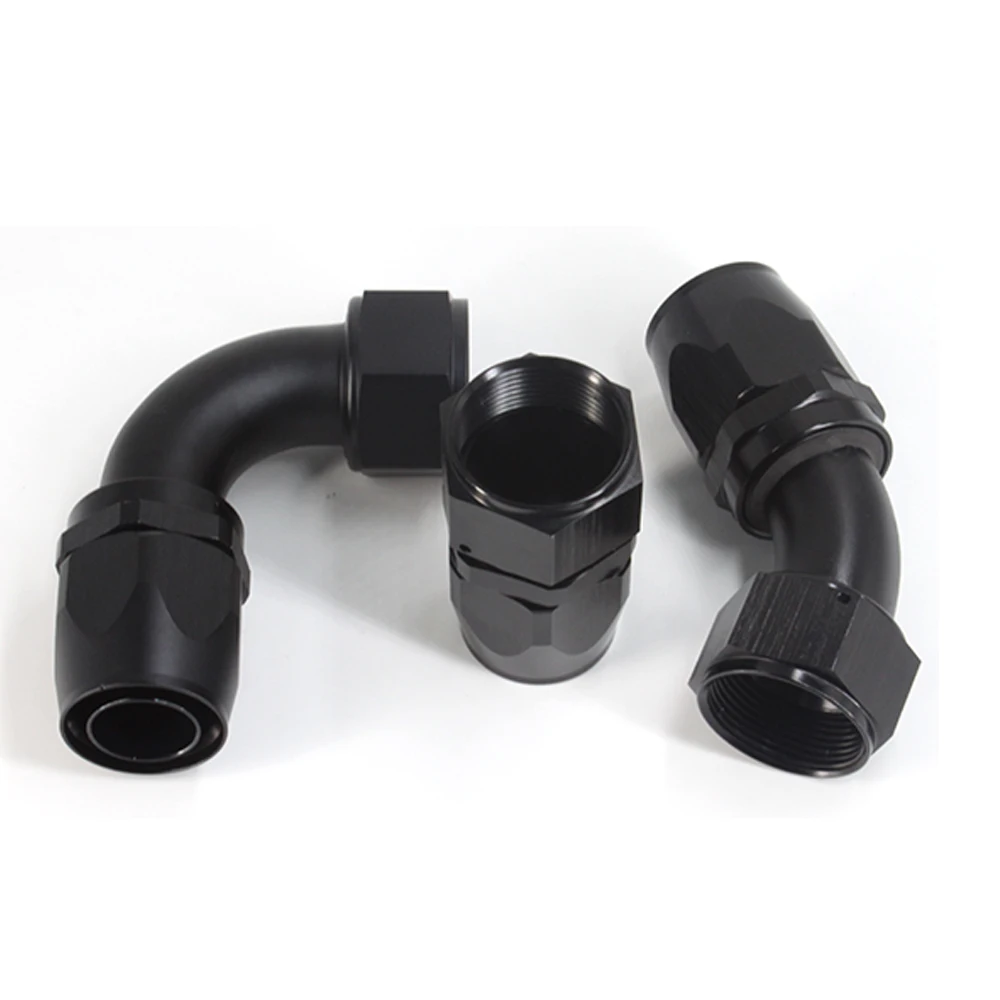 AN20 20AN Universal Fuel Hose End Fitting Aluminum Connector Braided CPE Hose Pipe Line Adapter 0/45/90/120/180 Degree Black