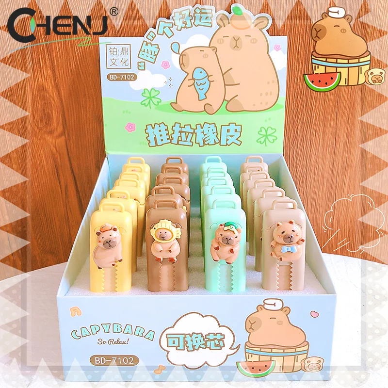 1PC Kawaii Push Pull Capybara Gomma Carino Divertente Matita di Gomma Per Bambini Gomma Telescopica Forniture Per Ufficio Regalo di Cancelleria Scolastica