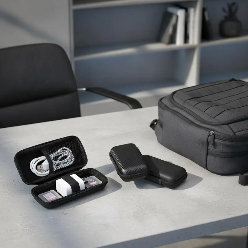 Hard EVA Carrying Storage Case, Shockproof Organizer Bag, For Small Electronics, Data Cables, Earbuds and Precision Mini Tools