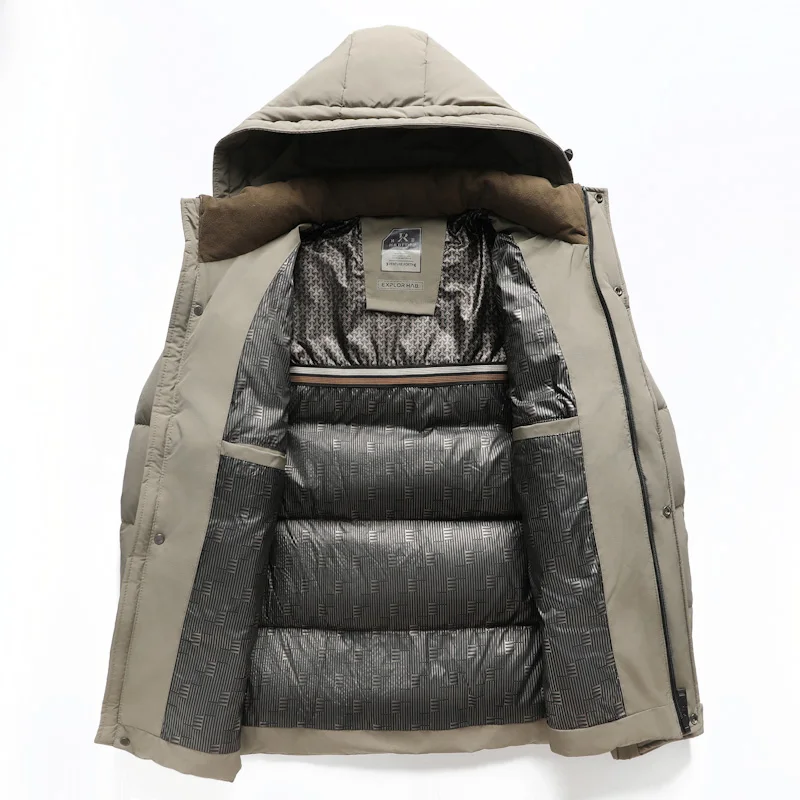 2025 Chaqueta de algodón con capucha y cremallera informal de moda cálida y gruesa de grafeno para hombre nueva de invierno