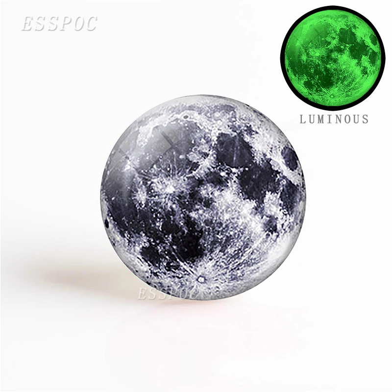 5PCS/SET Luminous Moon Stars Planet Glass Cabochon 25mm Handmade Pendant DIY Jewelry Accessories Supplies