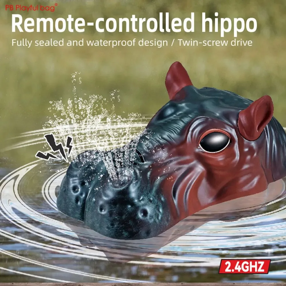 

2.4GHz Hippo RC Boat Double Propeller Simulation Hippopotamus Remote Control Boat Model Toy Gifts For Boys Girls