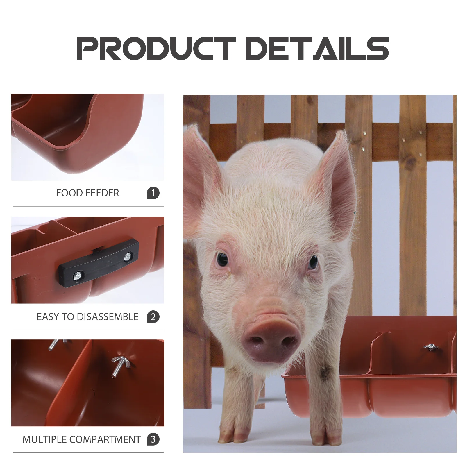 

1Pcs Plastic Pig Feeding Groove Four-Compartment Pig Feeder Farm Livestock Manger Food Dispenser Dry Wet Feed Holder Easy Use