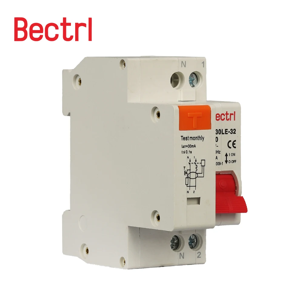 RCBO MCB 230V 1P+N Residual current Circuit breaker with over and short current Leakage protection