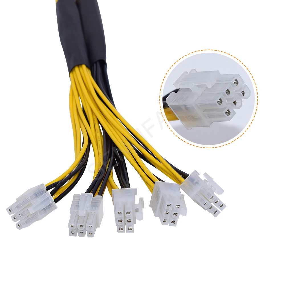 Imagem -05 - Divisor Cabo 6pin Pcie Conector de Alimentação para Bitmain Antminer Apw3 Apw3 Mais Apw Mais + Apw Psu l3 d3 Saída 1200w 1600w Fio 42cm