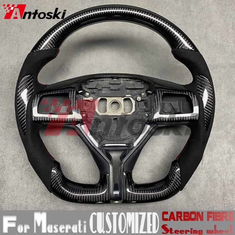 Customized carbon fiber steering wheel for Maserati Ghibli M157 Quattroporte M156 Levante M161 2014-2023 stylization