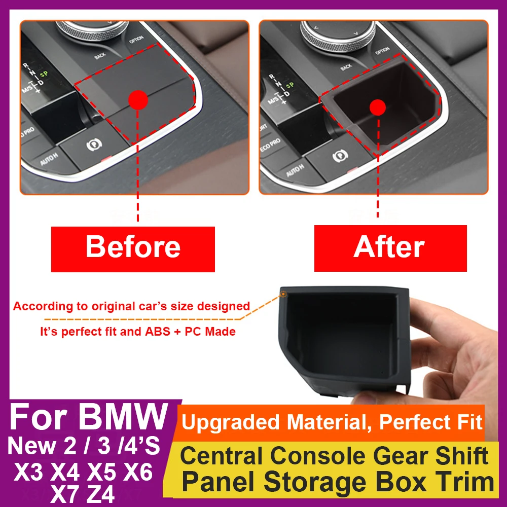 Car Interior Central Gear Shift Storage Box Trim For BMW 2 / 3 / 4-Series X3 X4 X5 X6 X7 Z4 F40 G20 G26 G01 G02 G05 G06 G07 G29