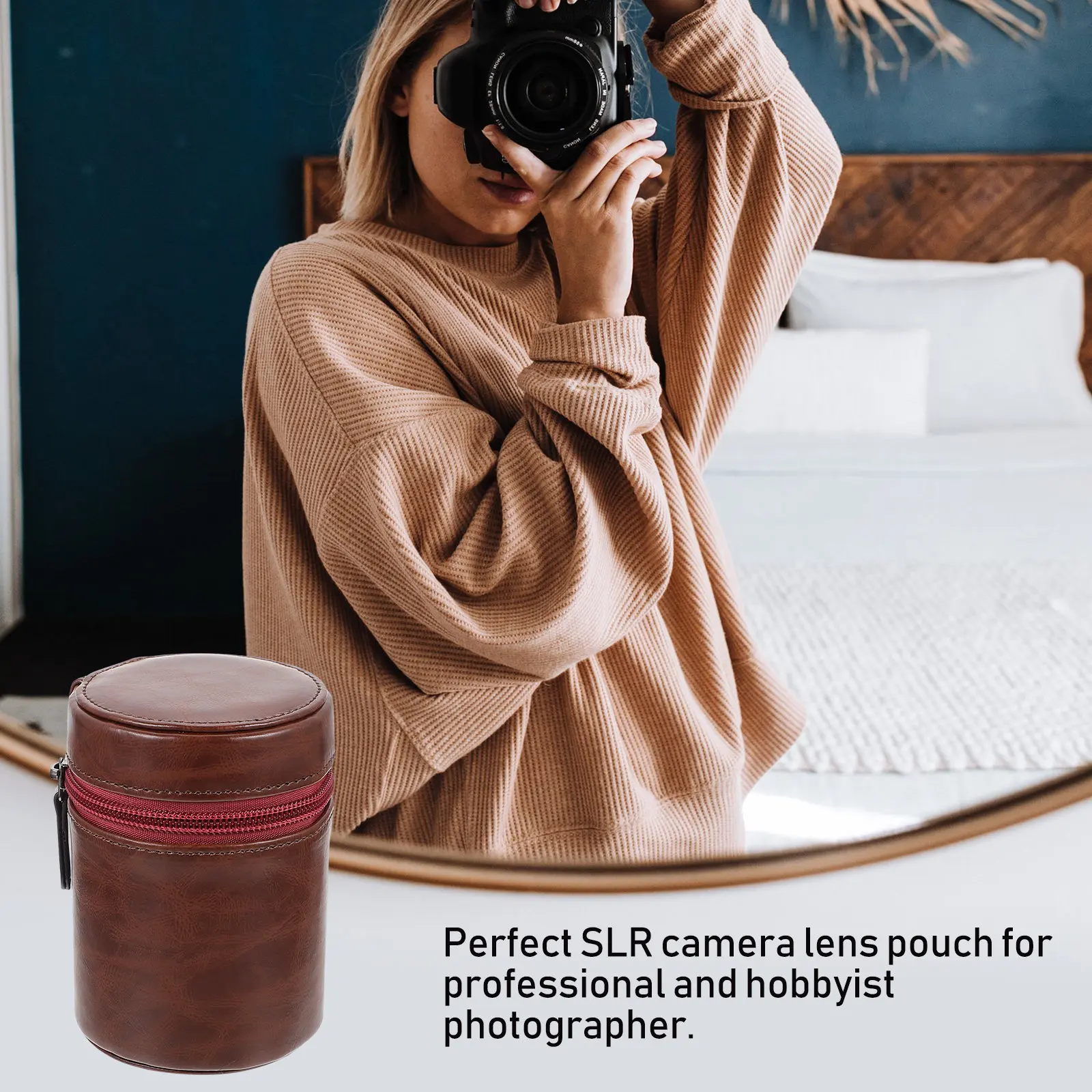 Camera Lens Bag Premium PU Waterproof Storage Pouch Shockproof Protective Case Portable Compact Lens Cover Holder
