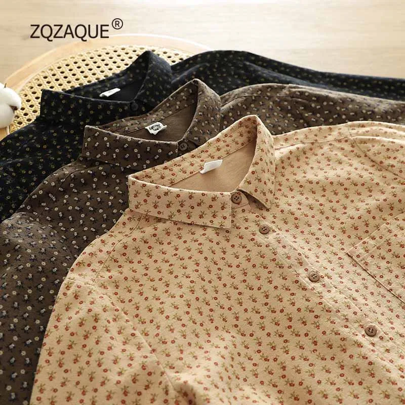 New Arrival Women's Long Sleeve Bottom Shirts Spring Fall Winter Fashion Floral Pattern Girls All-match Tops Female Blouse S078