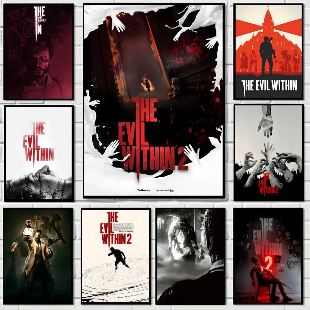 Game T-The Evil Within Poster Self-adhesive Decal Living Room Bedroom Party Bar Decor Moisture-proof Fade-resistant