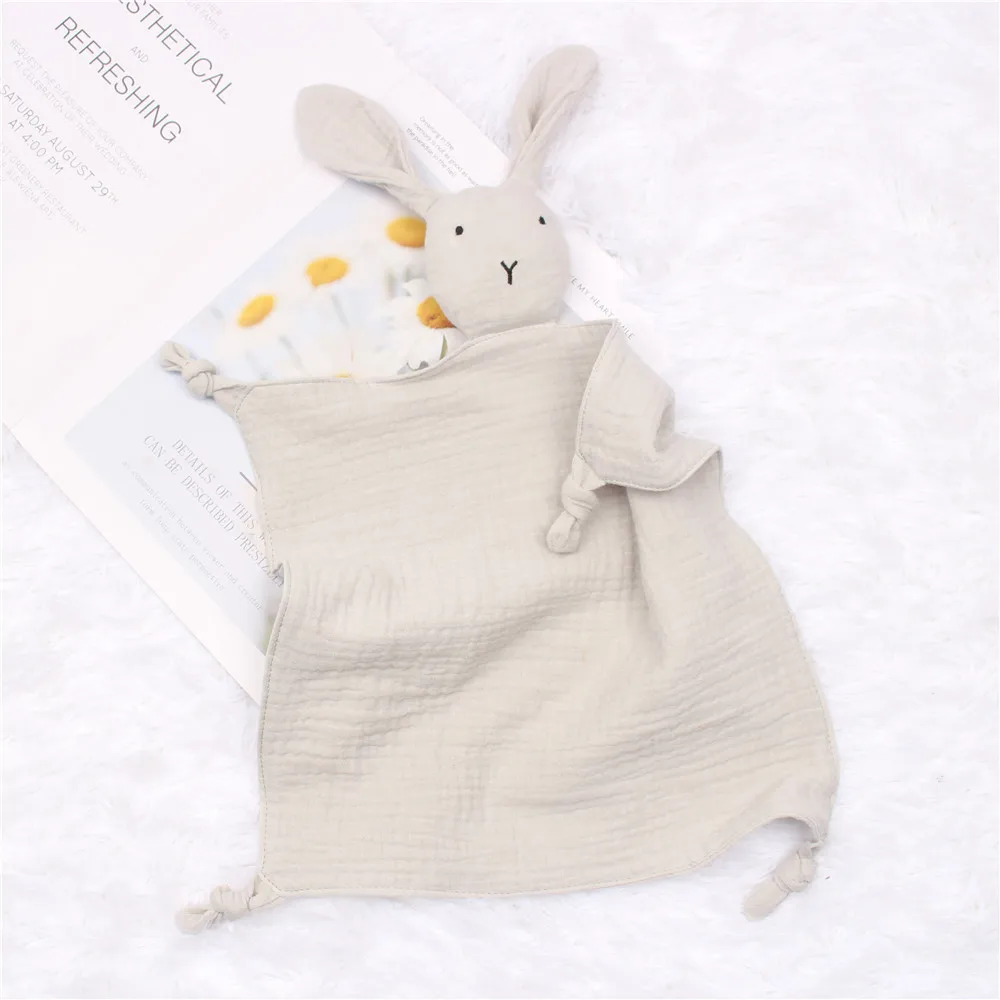 Baby Cotton Towel Baby Sleep Doll Rabbit Spit Towel Children\'s Blanket Multicolor