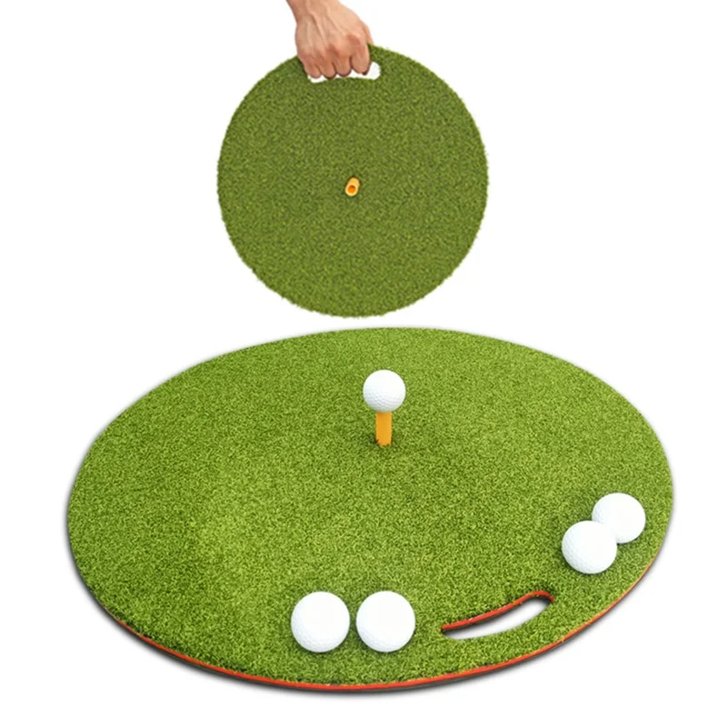 Portable Multi-Functional Round Golf Hitting Mat for Swing and Chipping Practice Easy-to-Carry Swing Trainer