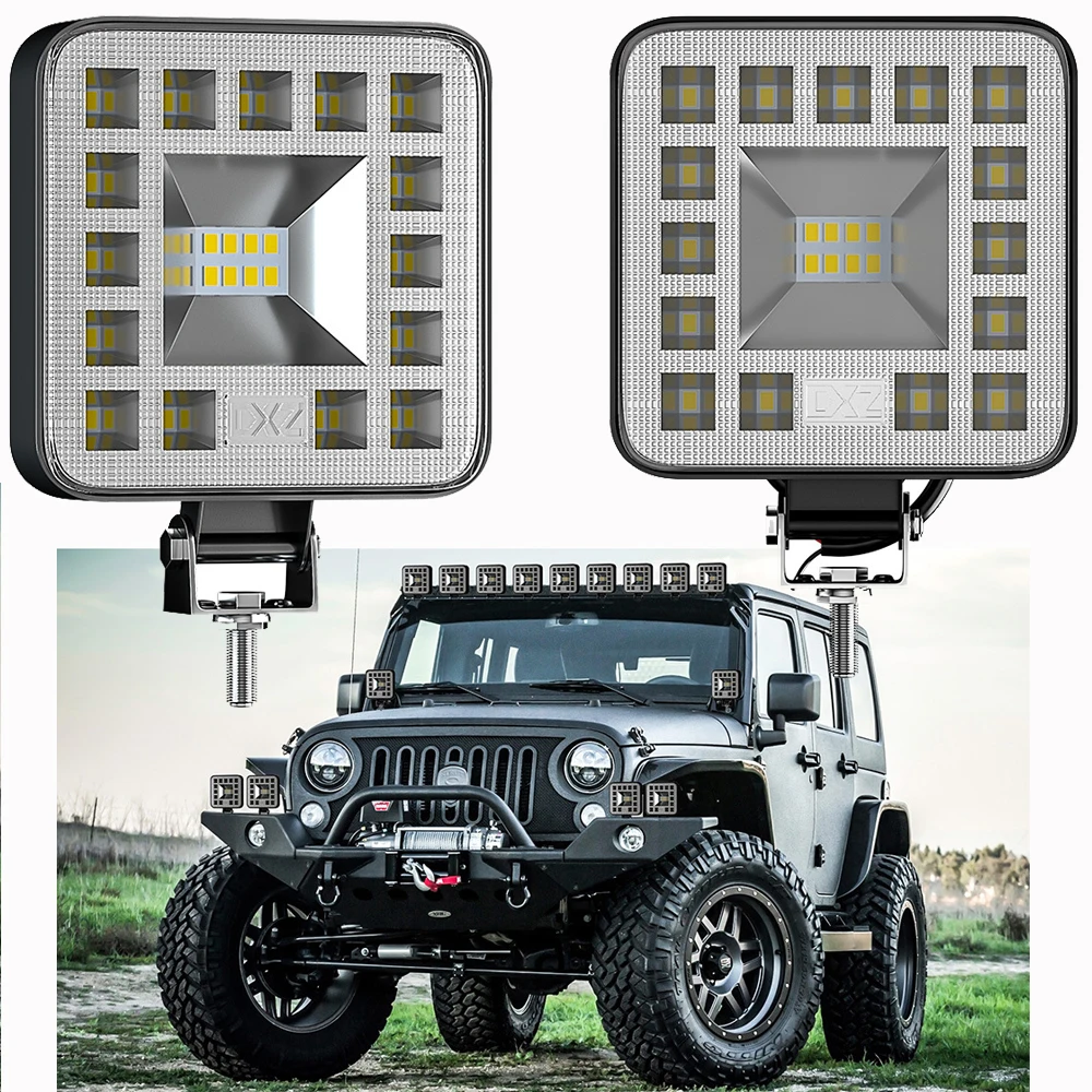 Car LED Work Light Bar Square Headlight 12V 24V For Truck Offroad Boat Tractor Truck 4x4 SUV Fog Light Driving Lamp Led  Bar48W