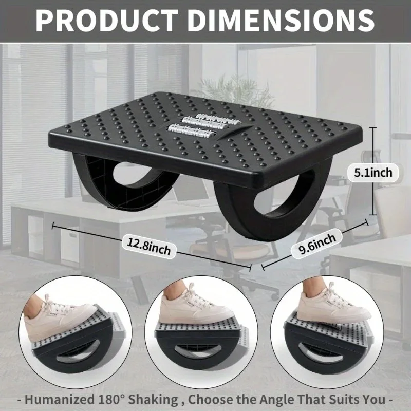 Ergonomic Under Desk Rocking Foot Rest, Foot Stool with Roller Massager for Office Leg Support & Fatigue Relief