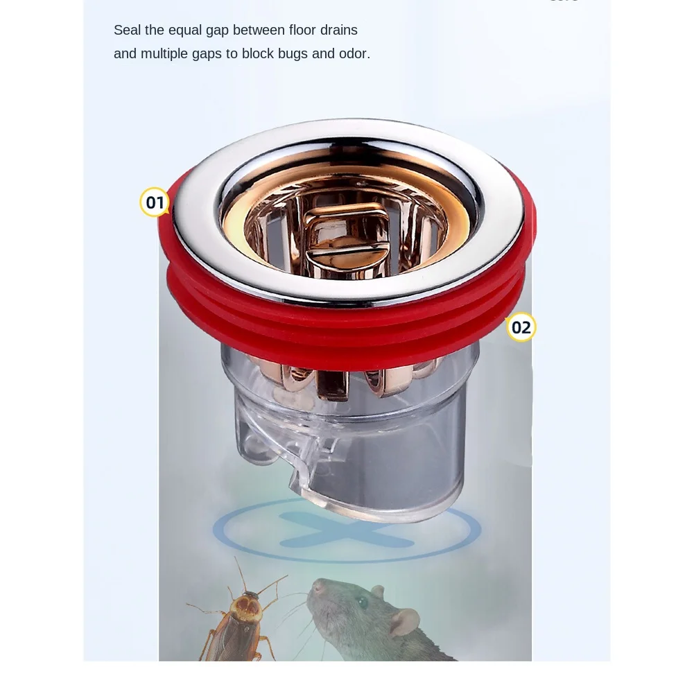 AB06 Odor Proof Floor Drain Core Shower Floor Drain Plug Insect Proof Odor Proof Hairpin Plug Kitchen Bathroom Toilet Sewer
