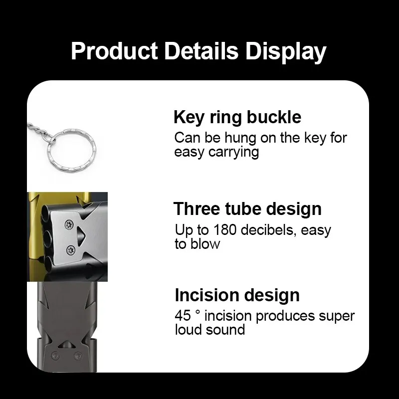 多機能ダブルパイプ型ハンギングキーホルダー,EDCサバイバルツール,ホイッスル,キャンプ用,1個