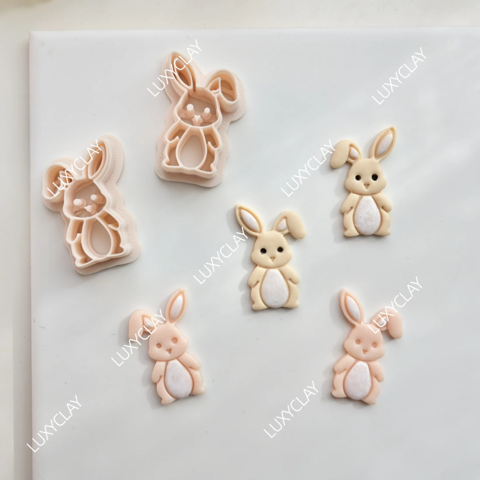 Embossed Rabbit Shape Polymer Clay Cutters for DIY Pendants Earring & Jewelry Making, Easter Day Bunny Polymer Clay Molds