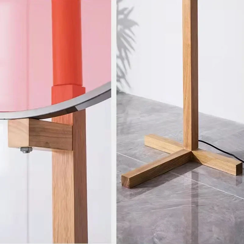 Modern Creative Circular Fabric LED Floor Lamp Living Room Bedroom Study Wooden Reading Light Indoor Decoration Lighting Fixture