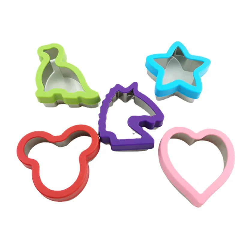 2PCS Sandwich Cutter Set for Kids Animal Dinosaur Star Heart Shape Stainless Steel Bread Mould Metal Cookie Cutters Mold Baking