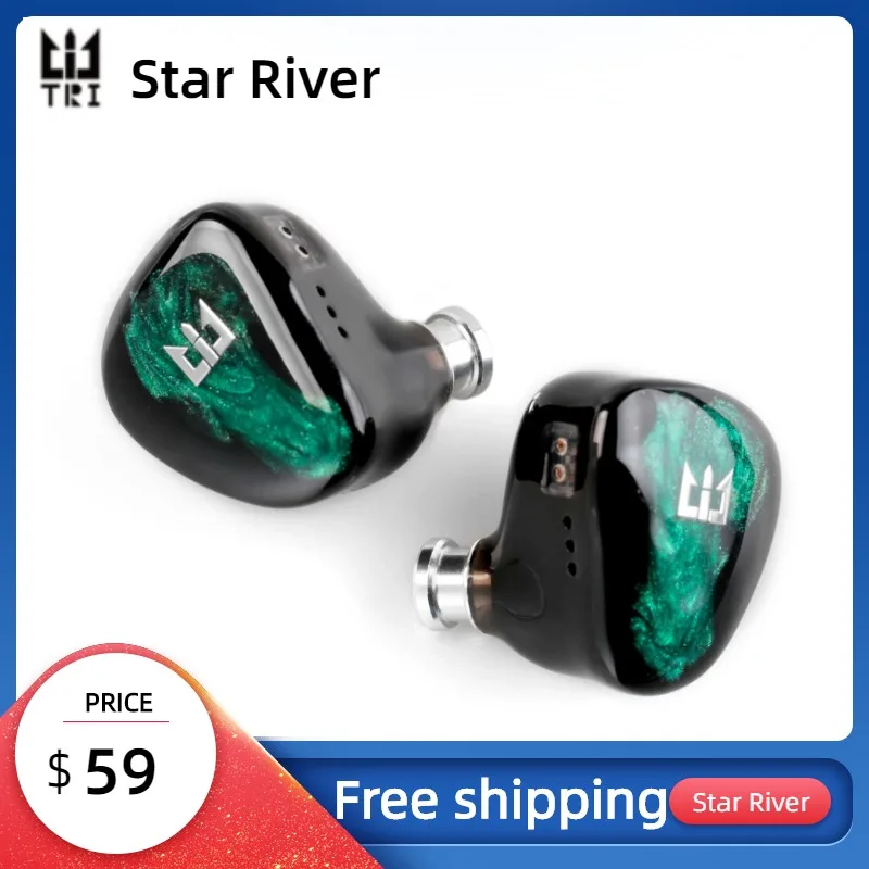 

TRI Star River 2DD In-ear Monitor 2Pin Wired Earphone with Tuning Switch HiFi Headphone Sports Running Earbud Music DJ Headset