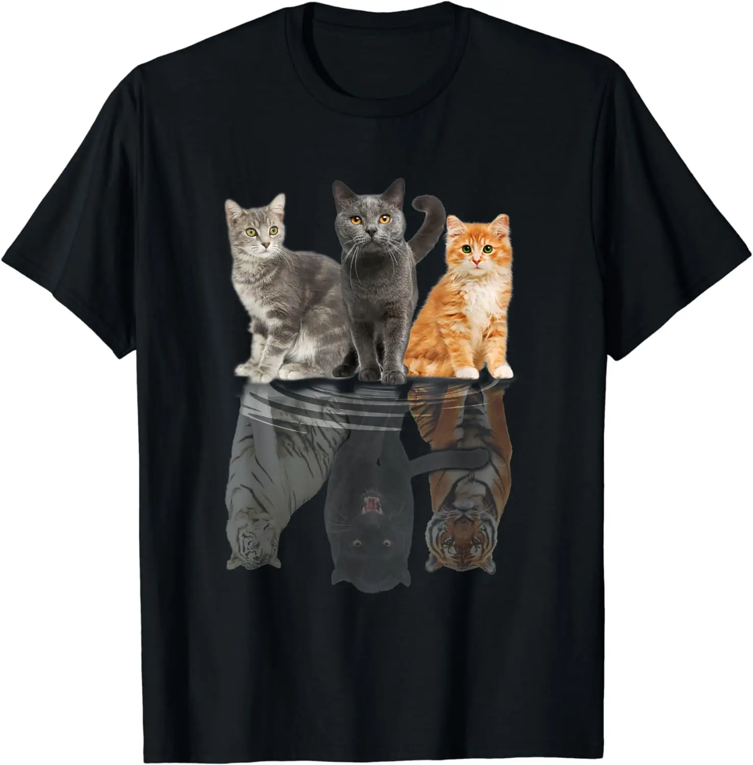 Cats Reflection Mirror Puma Cheetah Tiger Funny Cat Lover T-Shirt