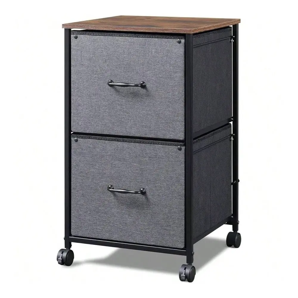 

Drawer Mobile File Cabinet, Rolling Printer Stand, Fabric Vertical Filing Cabinet Fits A4 Or Letter Size Home Office, Rustic Br