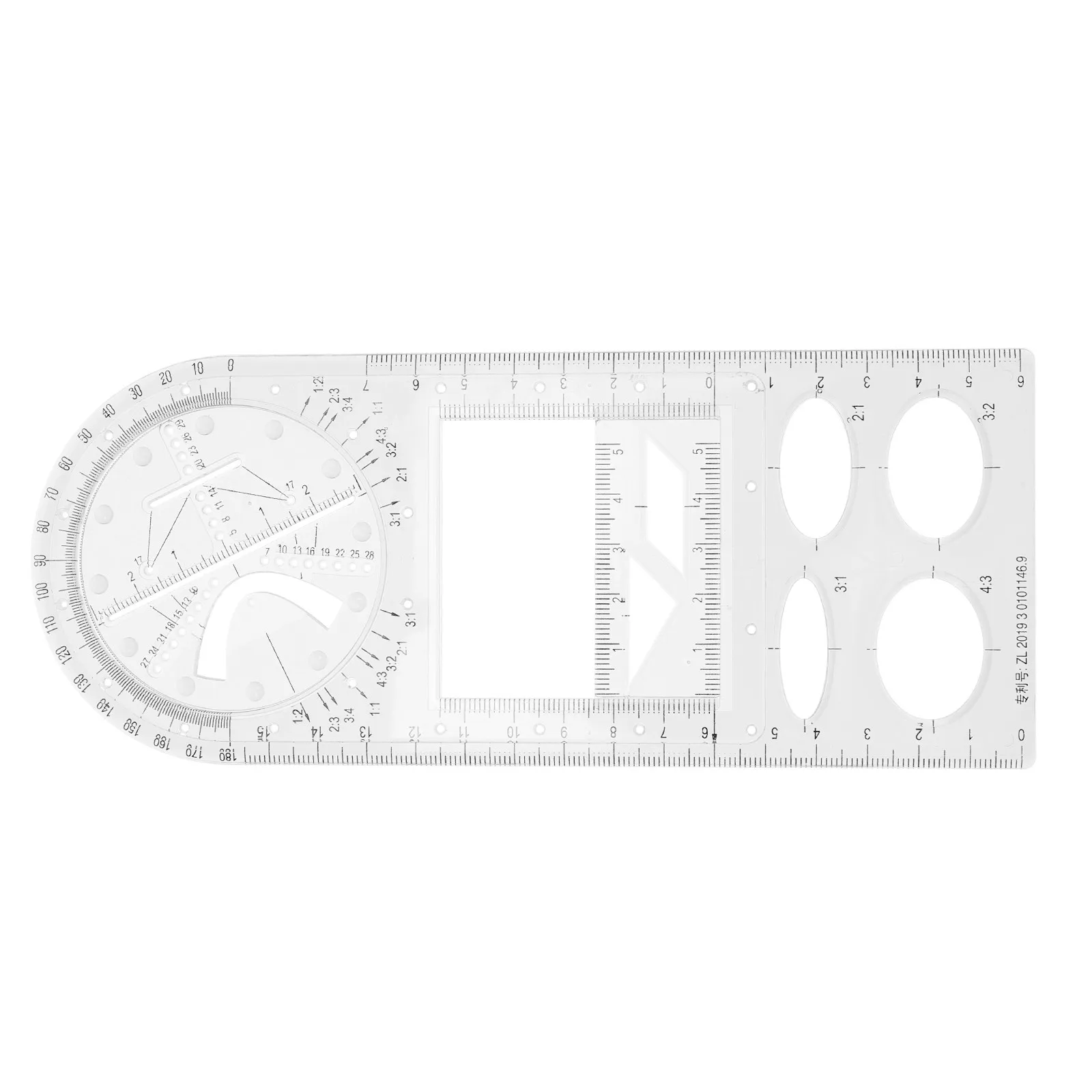 Plastic Drawing Ruler Set Multifunctional Geometric Drawing Templates for School Art Architecture Mathematics Measuring Draft