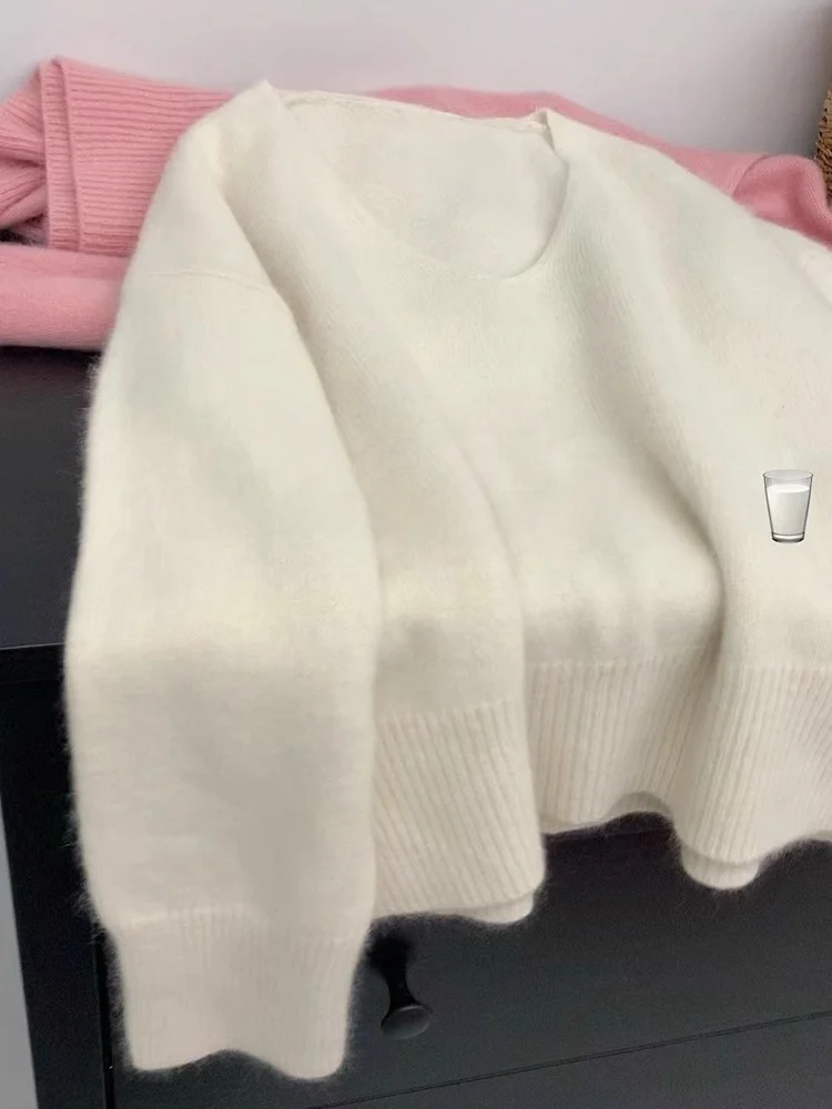 سترة نسائية محبوكة فضفاضة باللون الأحمر من Cisas V-Ne ناعمة ومريحة كسول ملابس داخلية للخريف والشتاء ملابس علوية من Ele Personali