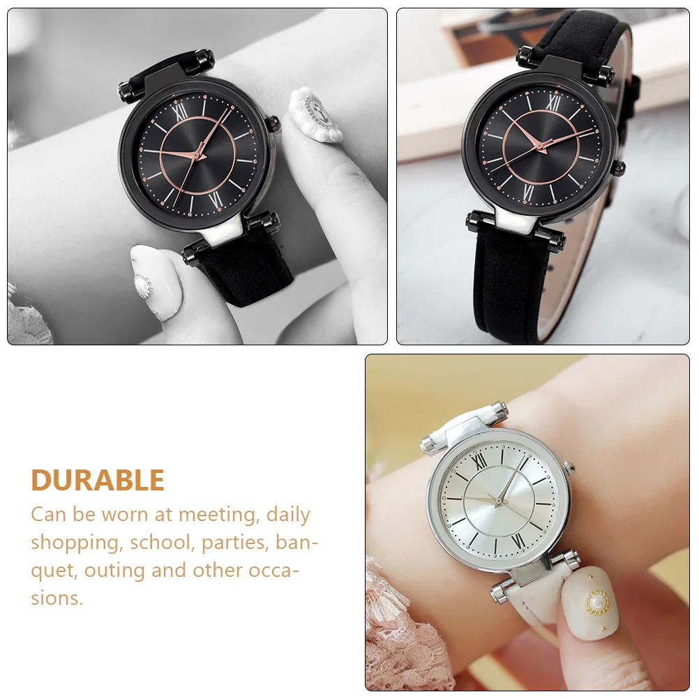 Montre à Quartz décontractée pour femmes, 2 pièces, bracelet d'imitation, facile à régler, excellent cadeau pour fille, petite amie, femme