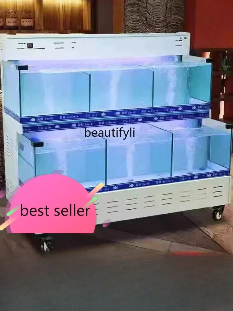 qw NEW Seafood Fish Tank Commercial Fresh Produce Supermarket Mobile Shellfish Pool Refrigeration Special Aquatic Product Displa