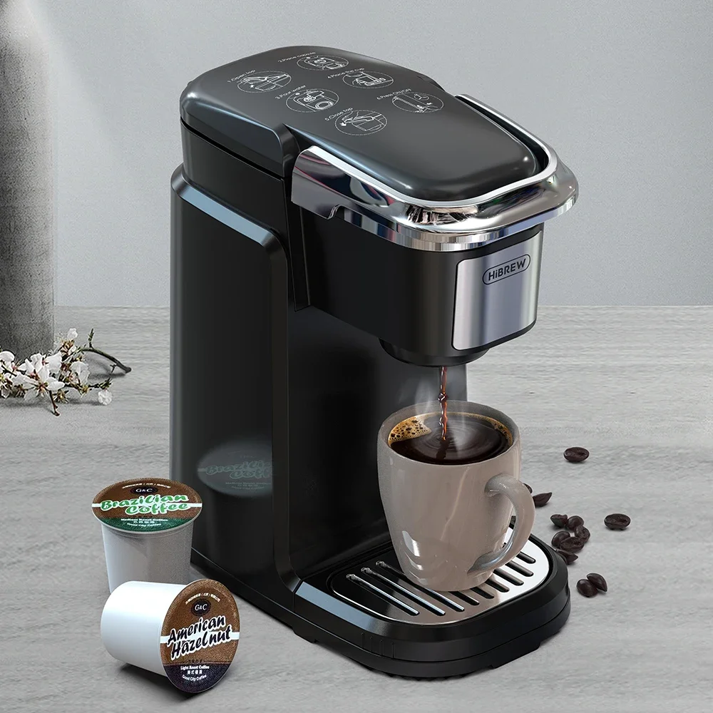 HiBREW Filter Coffee Machine Brewer for K-Cup Capsule& Ground Coffee, Tea Maker Hot Water Dispenser Single Serve Coffee Maker