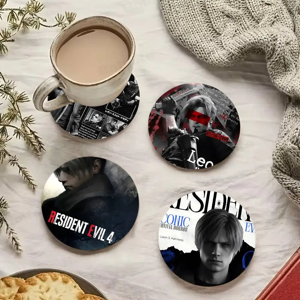 Game Leon Scott Kennedy Natural Wood Coaster Creative Cartoon Absorbent Cushion Coffee Mug Bowl Cushion Insulation Cushion