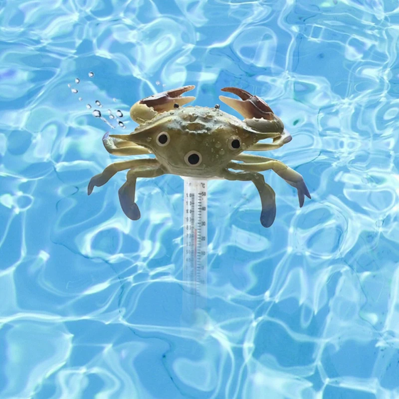 Pool Thermometer Floating Easy Read Large Size Pool Thermometer Ocean Animal Shaped Thermometer(Crab)