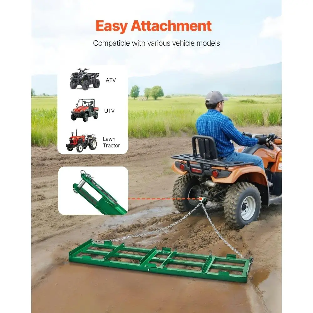 Robuste 6ft Drag Harrow Tow Behind Driveway Grader Rake für Rasen- und Gartenlandschaftsgestaltung