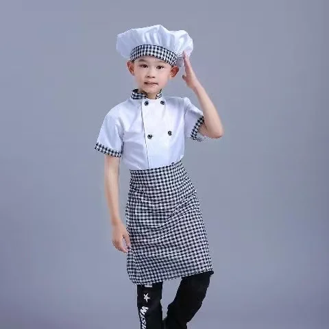 Kids Chef Cosplay Costume Boys Girls Kitchen Roleplay Uniform Stage Restaurant Suit Halloween Waiter Waitress Clothing Set COS