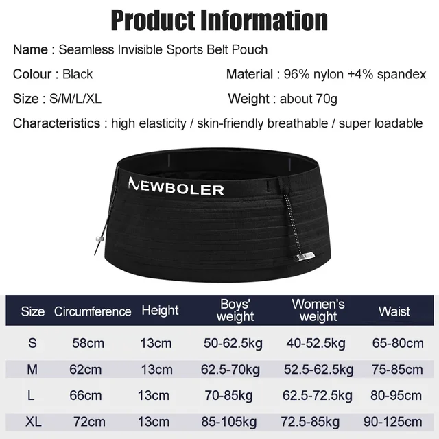 NEWBOLER Elastic Sports Waist Bag Pack Running Race Number Belt Triathlon Marathon Race Cycling Mountaineering Phone – view 2